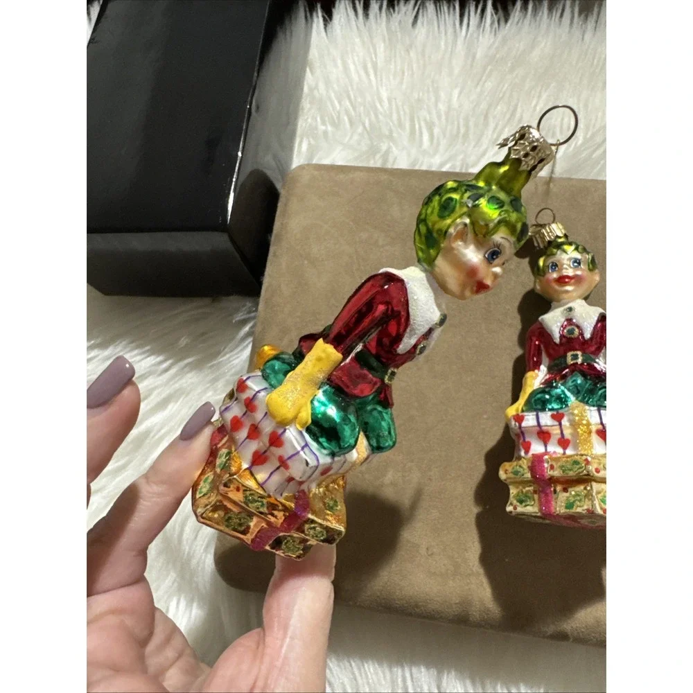 christopher radko lot of 2 Mary Mischief elf christmas ornaments VNTG 2000 w box
